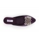 women's slippers VICTORIAN  purple night vintage leather (silver jewel)